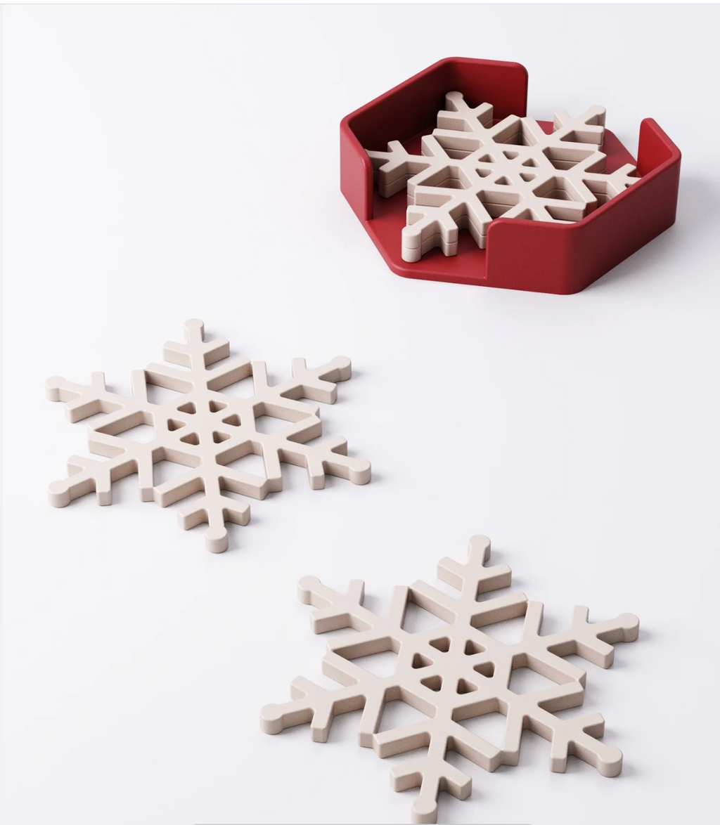 Set di 4 sottobicchieri Natalizi, Fiocco di neve