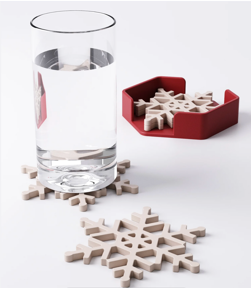 Set di 4 sottobicchieri Natalizi, Fiocco di neve