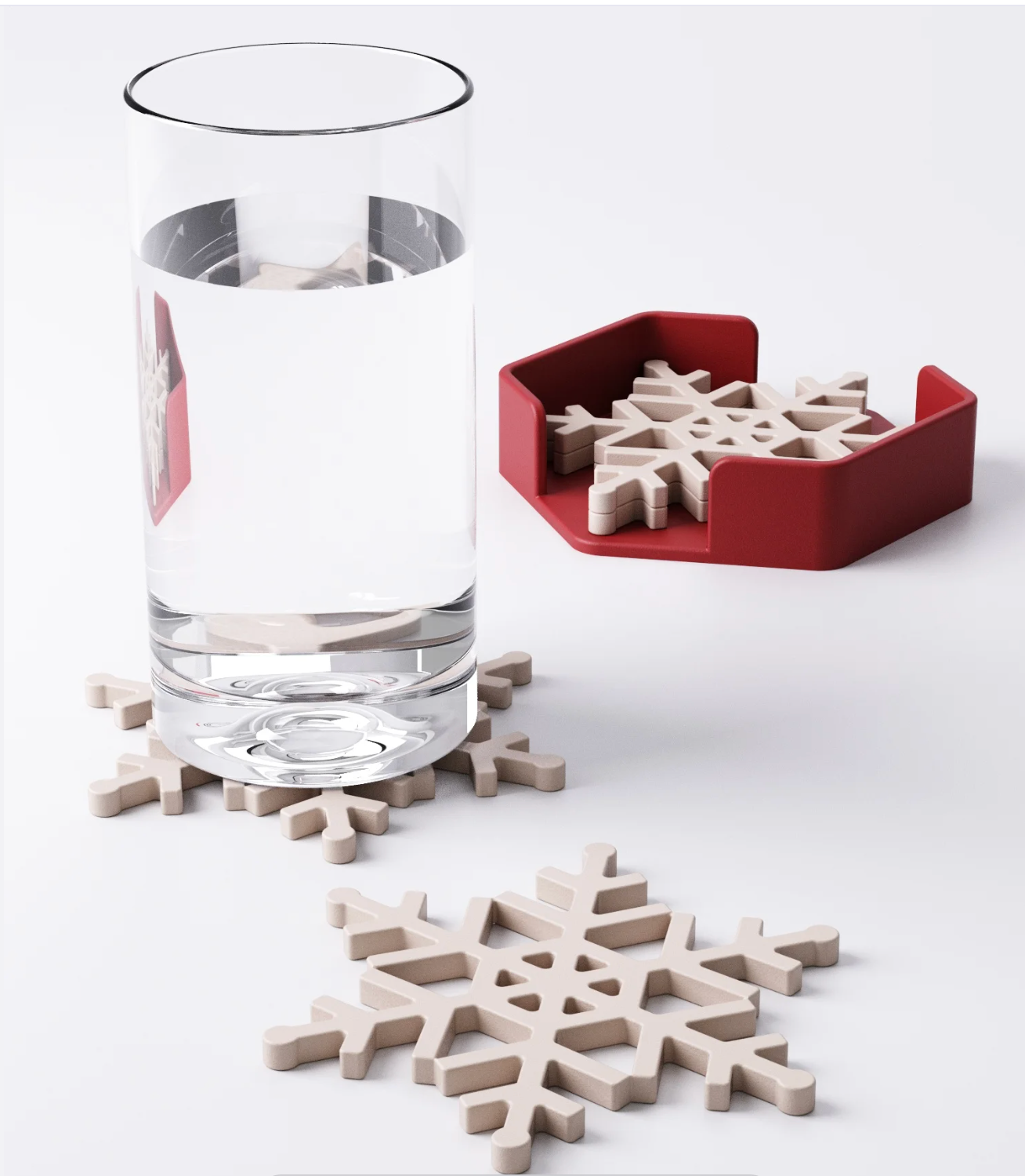 Set di 4 sottobicchieri Natalizi, Fiocco di neve